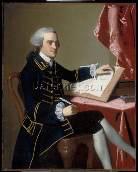 Large Format Hand-Painted Oil Canvas Replica of John Hancock INSPIRED BY John Singleton Copley’s 1765 Neoclassical Masterpiece