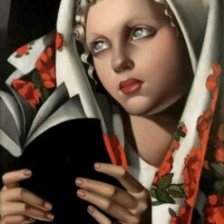 Lempicka-Inspired "Kizette Au Châle Polonais (Polish Girl)" – Hand-Painted Art Deco Portrait for Luxury Home & Office Décor | DaFen Village Studio