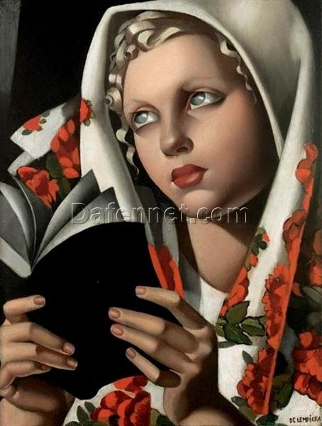 Lempicka-Inspired “Kizette Au Châle Polonais (Polish Girl)” – Hand-Painted Art Deco Portrait for Luxury Home & Office Décor | DaFen Village Studio