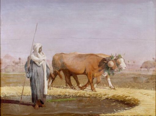 Exquisite ‘Treading out the Grain in Egypt’ INSPIRED BY Jean-Leon Gerome - Handgemaltes Öl auf Tafel von Dafen Village Studio für Sammler von Orientalismus Genre Gemälde