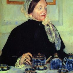 Unique Hand-painted Impressionist Portrait Inspired by Mary Cassatt's 'Lady at the Tea Table' - Oil on Canvas from Dafen Village Artisans