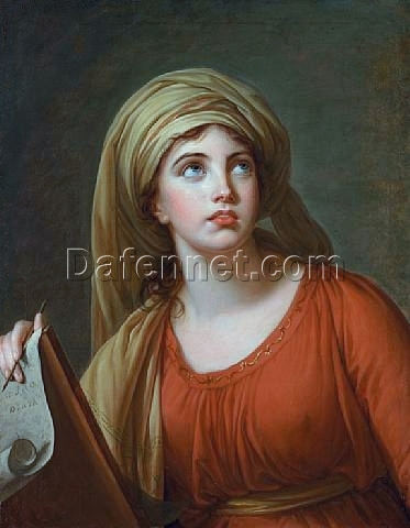 Exquisite Dafen Village-Crafted Oil on Canvas: Lady Hamilton as the Persian Sibyl INSPIRED BY Louise Elisabeth Vigee Le Brun’s 1792 Creation