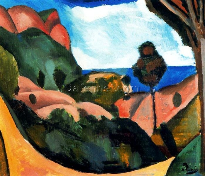 Landscape” Andre Derain Inspired Hand-Painted Oil Painting by Dafen Village Studio – A Cubist Marvel for Art Aficionados
