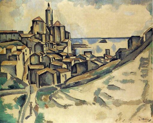 Exquisite Hand-Painted Oil Painting Inspired by Andre Derain’s c.1913 ‘Landscape at Cadaques’ – A Blend of Cubism and Post-Impressionism from Dafen Village Studio for Art Aficionados