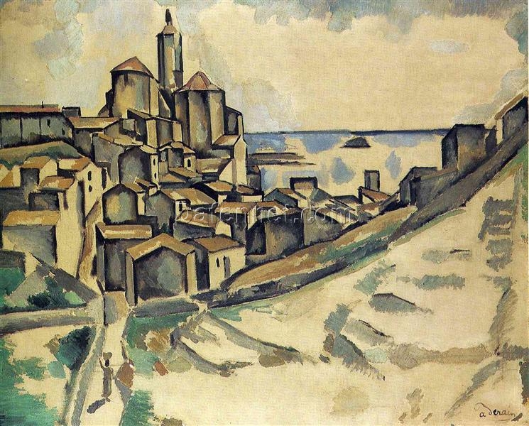 Exquisite Hand-Painted Oil Painting Inspired by Andre Derain’s c.1913 ‘Landscape at Cadaques’ – A Blend of Cubism and Post-Impressionism from Dafen Village Studio for Art Aficionados