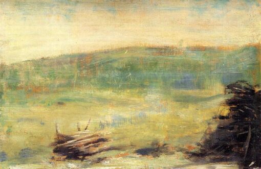 Exquisitely Hand-Painted Oil on Wood Replica of Georges Seurat’s ‘Landscape at Saint-Ouen’ – A Delightful Post-Impressionist Gem by Dafen Village Artists for Art Aficionados and Landscape Lovers