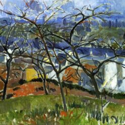 Stunning Post - Impressionist Style 'Landscape near Chatou' Oil Painting by Andre Derain Replica - 54.6 x 65.9 cm Canvas for Home Decor and Art Collections