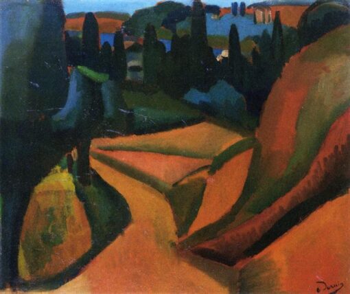 Exquisite Hand-Painted Oil Painting Inspired by Andre Derain’s 1908 ‘Landscape near Martigues’ – A Fusion of Cubism and Expressionism from Dafen Village Studio for Art Aficionados