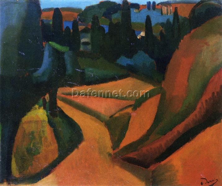 Exquisite Hand-Painted Oil Painting Inspired by Andre Derain’s 1908 ‘Landscape near Martigues’ – A Fusion of Cubism and Expressionism from Dafen Village Studio for Art Aficionados