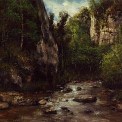 Hand - Painted Landscape Oil Painting Replica Inspired by Gustave Courbet's 'Landscape near Puit Noir, near Ornans' from Dafen Village Studios - Ideal for Art Connoisseurs and Interior Decor