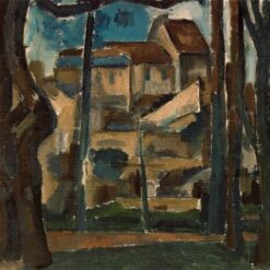 Unique Handmade Oil Painting in the Style of Andre Derain's 1909 'Landscape of Carriéres' - Cubist - Post - Impressionist Cityscape from Dafen Village, a Must - Have for Discerning Art Collectors Searching for Inspired Artworks