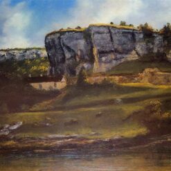Authentically Rendered 1866 'Landscape of the Ornans Region' by Gustave Courbet - Realist Oil Canvas Landscape, Capturing the Spirit of the Private Collection Original, Perfect for Art Collectors and History Buffs