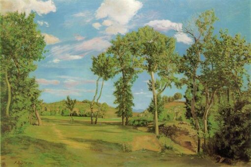 Custom – Sized Impressionist Landscape “Landscape on the Shore of Lez” INSPIRED BY Frederic Bazille (1870) – Handmade in Dafen Village to Suit Your Space