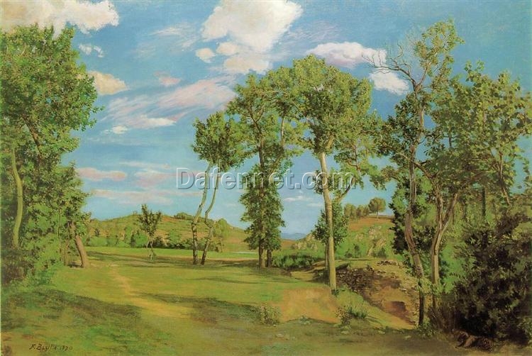 Custom – Sized Impressionist Landscape “Landscape on the Shore of Lez” INSPIRED BY Frederic Bazille (1870) – Handmade in Dafen Village to Suit Your Space