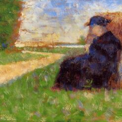 Custom-Made Oil on Wood Painting Inspired by Georges Seurat's 'Large Figure in a Landscape' - Unique Creations Tailored to Your Taste by Dafen Village Studios