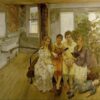 Authentic Reproduction of Lucian Freud's 'Large Interior W11 (after Watteau)' (1981 - 1983) - Expressionist Genre Oil Painting