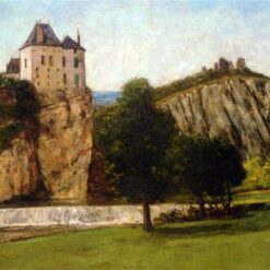 Exquisite 1865 Gustave Courbet 'Le Chateau de Thoraise' Realist Oil on Canvas Landscape - A Private Collection Gem