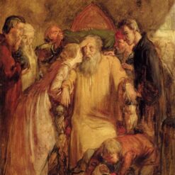 Hand-Painted Replica of John Everett Millais' "Lear And Cordelia" (1891) - A Poignant Realistic Literary Oil Painting on Panel from Dafen Village