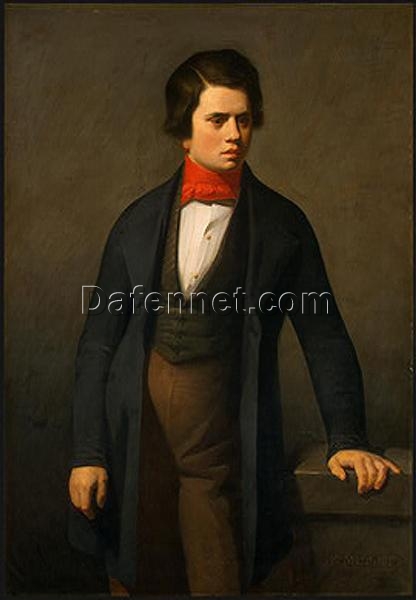 Hand – Painted Realist Portrait “Leconte de Lisle” INSPIRED BY Jean – Francois Millet (c.1840) – Skillfully Created by Dafen Village Artisans for Art Enthusiasts