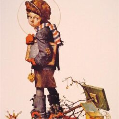 Dafen Village Studio's Exquisite Reproduction - Inspired by Norman Rockwell's 1927 Regionalism Genre Painting 'Little Boy holding Chalk Board' Oil on Canvas for Art Aficionados