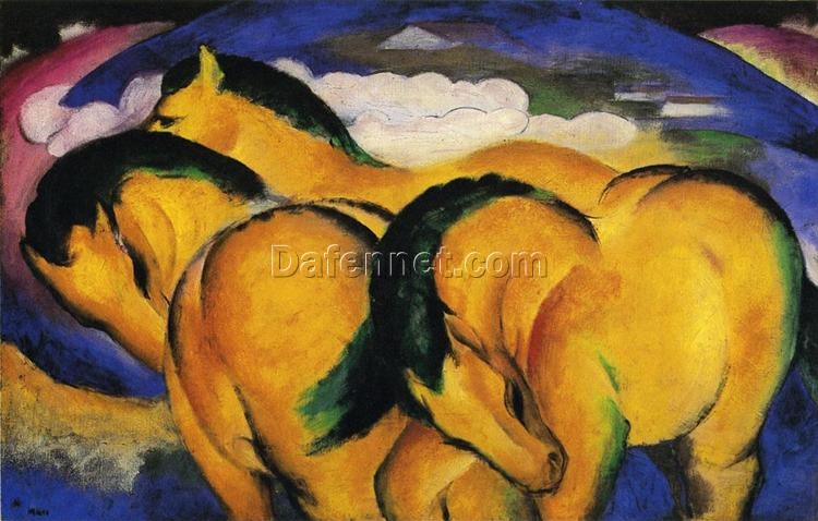 High-quality ‘Little Yellow Horses’ Inspired Oil Painting by Franz Marc – Direct from Dafen Village Studios for Art Connoisseurs