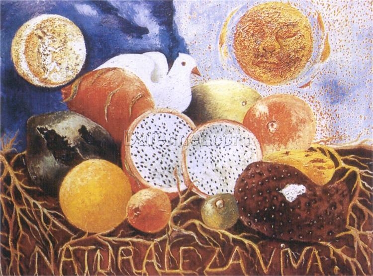Inspired by Frida Kahlo – Living Nature | Hand-Painted Oil Painting | Mexican Naïve Art Still Life | DaFen Village Studio
