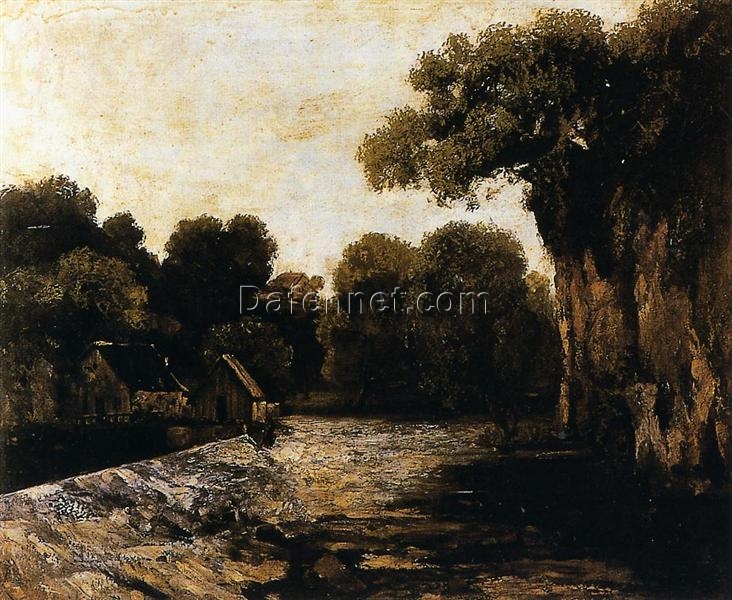 Gustave Courbet’s Timeless 1865 ‘Locks on the Loue’ – Realist Landscape Oil Painting on Canvas, A Tribute to Staatliche Museen zu Berlin’s Collection, Great for Interior Decoration