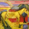 Cubist 'Long Yellow Horse' Inspired Oil Painting Replica - Hand-painted by Dafen Village's Talented Hands for Artistic Animal-themed Decor