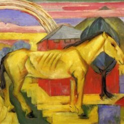 Cubist 'Long Yellow Horse' Inspired Oil Painting Replica - Hand-painted by Dafen Village's Talented Hands for Artistic Animal-themed Decor