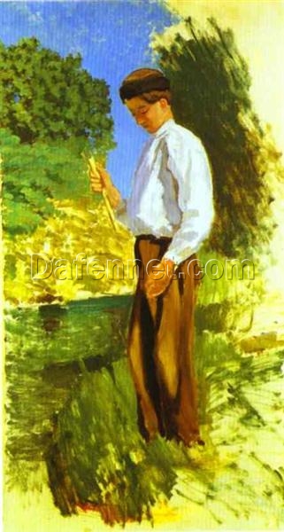 High – Quality Reproduction of Frédéric Bazille’s 1870 “Louis Auriol Fishing” – Impressionist Oil Painting from Renowned Dafen Village Studios