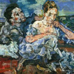 Authentic Expressionist Genre Painting Oil - Inspired by Kokoschka's 'Lovers with Cat' - Dafen Village's Exclusive Creation