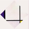Authentic - Looking Reproduction of "Lozenge Composition 3 Lines Blue Gray Yellow" Inspired by Mondrian's Neoplasticism for Interior Designers