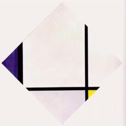 Authentic - Looking Reproduction of "Lozenge Composition 3 Lines Blue Gray Yellow" Inspired by Mondrian's Neoplasticism for Interior Designers