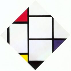 Customizable Hand - Painted "Lozenge Composition with Red, Gray, Blue, Yellow, and Black" Inspired by Piet Mondrian's 1924 - 1925 Neoplasticism for Art Collectors and Design Enthusiasts - Dafen Village Creation