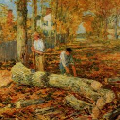 Authentic-Looking Impressionist Genre Painting "Lumbering" (1903) by Childe Hassam - Dafen Village Creation, Oil Painting for Home and Office Spaces, Adored by Art Aficionados and Nature and Industry Aficionados