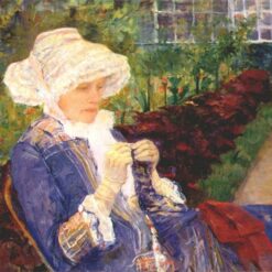 Exquisite Handmade Reproduction of Mary Cassatt's 'Lydia Crocheting in the Garden at Marly' - Impressionist Portrait in Oil on Canvas from Dafen Village