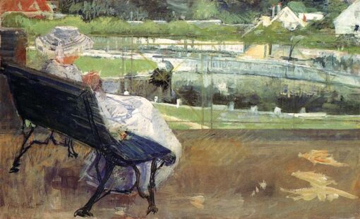 Authentic-looking Replica of Mary Cassatt’s ‘Lydia Sitting on a Porch, Crocheting’ – Impressionist Portrait Oil Painting Handmade in Dafen Village