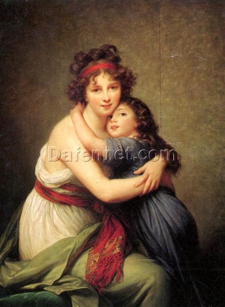 Dafen Village Handmade Oil Canvas Replica: Madame Vigee Lebrun and her daughter, Jeanne Lucie Louise INSPIRED BY Louise Elisabeth Vigee Le Brun’s 1789 Rococo Self-Portrait Masterpiece