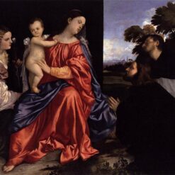 Madonna and Child with Sts Catherine and Dominic Inspired by Titian – High Renaissance Religious Oil Painting from Da Fen Village Studio