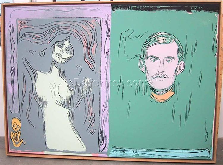 Exquisite Hand – Painted Oil Art Inspired by Andy Warhol’s 1984 ‘Madonna And Self – Portrait With Skeleton’s Arm (after Munch)’ Pop Art Portrait – Perfect for Private Art Collections and Those Seeking Distinctive Art from Dafen Village