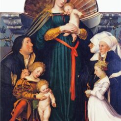 Authentic Hand - painted 'Madonna of the Burgermeister Meyer' Inspired by Hans Holbein the Younger - Northern Renaissance Style Religious Oil on Wood Painting from Dafen Village Studio