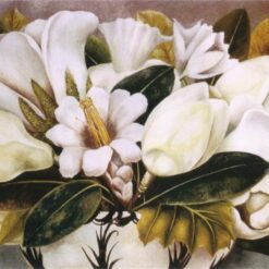 Inspired by Frida Kahlo – Magnolias | Hand-Painted Oil Painting | Mexican Naïve Art Still Life | DaFen Village Studio