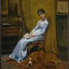 Authentic-Looking Realist Portrait "The Artist's Wife and His Setter Dog" (1884 - 1889) by Thomas Eakins - Dafen Village Creation, Oil Painting for Home and Office Spaces, Adored by Art Aficionados and Those Who Appreciate the Art of Capturing Domestic Bonds