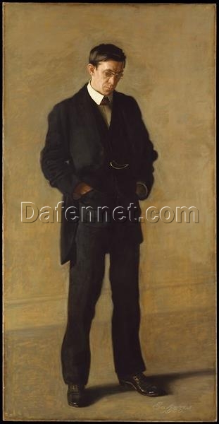 Hand-Painted Replica of Thomas Eakins’ “The Thinker (Portrait of Louis Kenton)” (1900) – Captivating Realist Portrait Oil Painting on Canvas from Dafen Village, Ideal for Art Lovers and Those Interested in Intellectual Portraits