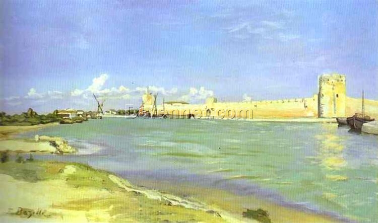 Custom-Sized Impressionist Landscape “Mall of Aigues-Mortes” Inspired by Frederic Bazille’s 1867 Masterpiece – Handmade in Dafen Village