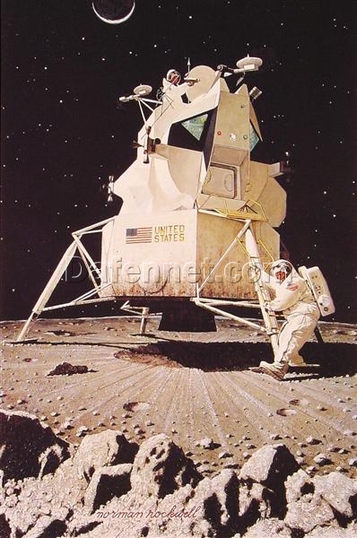 Authentic – Looking “Man on the Moon” Inspired by Norman Rockwell’s 1967 Creation – Dafen Village Artisanry