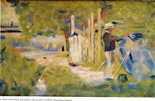 High-Resolution Print Inspired by Georges Seurat’s ‘Man Painting his Boat’ (Homme peignant son bateau) – An Affordable Way to Adorn Your Space with Post-Impressionist Genre Art from Dafen Village