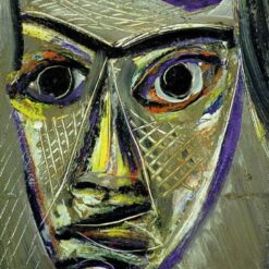 Exquisite Handmade Oil on Fiberboard Inspired by Arshile Gorky's 1925 Cubist Portrait 'Man's Head' for Art Connoisseurs and Home Decor