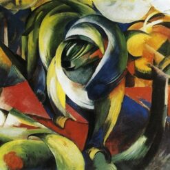 Franz Marc's 'Mandrill' Cubist Style Hand-painted Oil Canvas - Ideal for Adding a Touch of Modern Artistry and Wildlife Charm to Small Spaces
