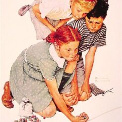 Dafen Village's Hand - Painted Replica Inspired by Norman Rockwell's 1939 'Marble Champion' Regionalism Genre Oil Painting for Home Decor